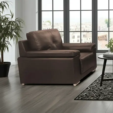 Buy Ranee 1 Seater Sofa – Brown Bonded Leather & PU, Colour: Brown, Item Width: 125, 5 from Furnituretta