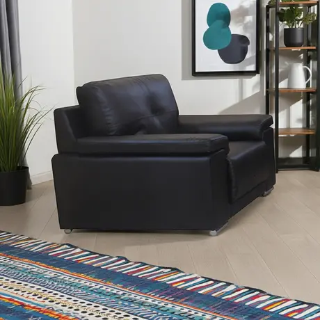 Buy Ranee 1 Seater Sofa – Black Bonded Leather & PU, Colour: Black, Item Width: 125, 5 from Furnituretta