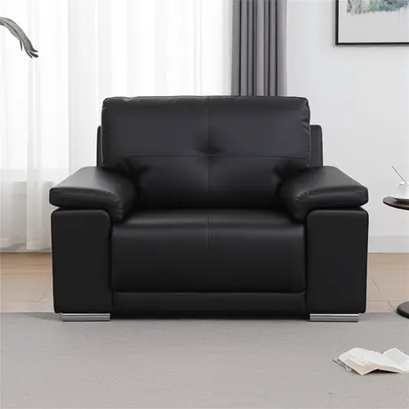 Buy Ranee 1 Seater Sofa – Black Bonded Leather & PU, Colour: Black, Item Width: 125, 4 from Furnituretta