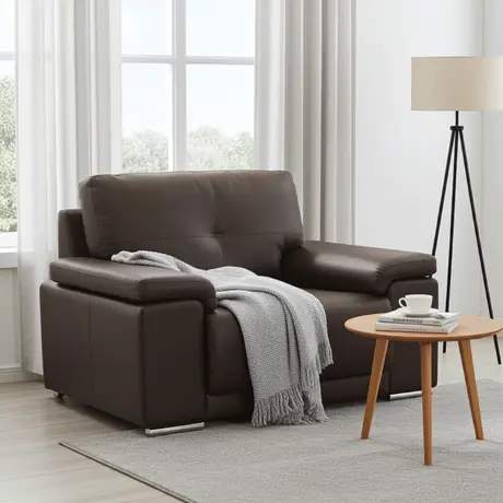 Buy Ranee 1 Seater Sofa – Brown Bonded Leather & PU, Colour: Brown, Item Width: 125, 4 from Furnituretta