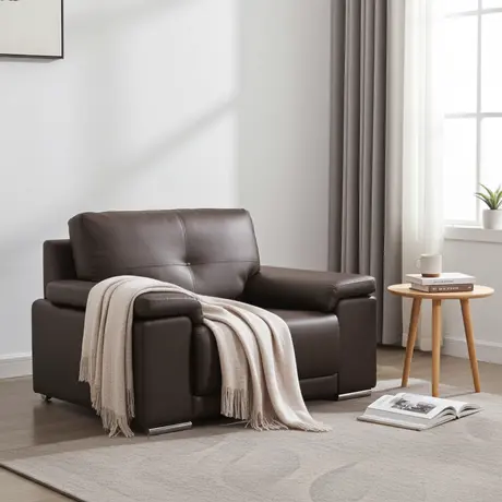 Buy Ranee 1 Seater Sofa – Brown Bonded Leather & PU, Colour: Brown, Item Width: 125 from Furnituretta