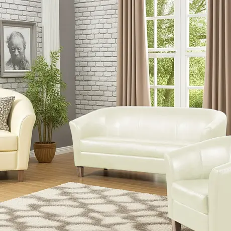 Buy Claridon 3 Seater Sofa – Cream PU Leather, Colour: Cream, Item Width: 170, 4 from Furnituretta