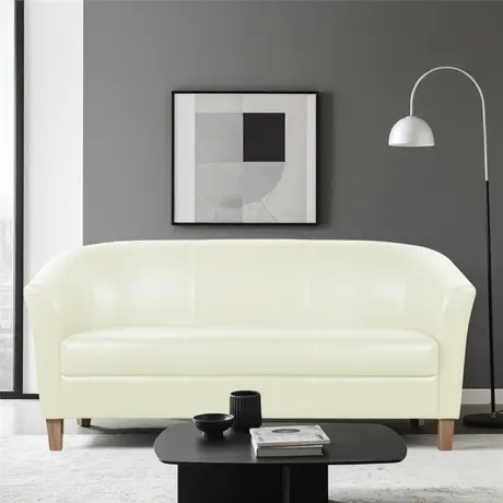 Buy Claridon 3 Seater Sofa – Cream PU Leather, Colour: Cream, Item Width: 170 from Furnituretta