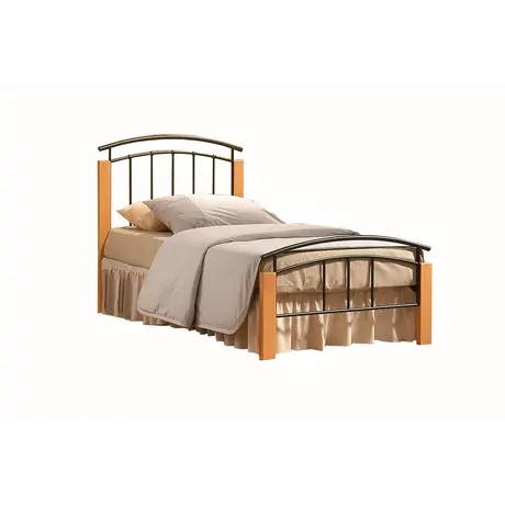 Buy Tetras Single Bed Frame – Black Metal with Beech Accents, Colour: Black, Size: 3ft/Single, Item Width: 96 from Furnituretta