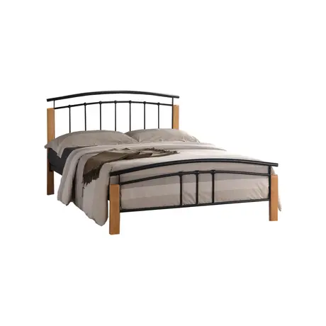 Buy Tetras King Size Bed Frame – Black Metal with Beech Accents, Colour: Black, Size: 5ft/King , Item Width: 157 from Furnituretta