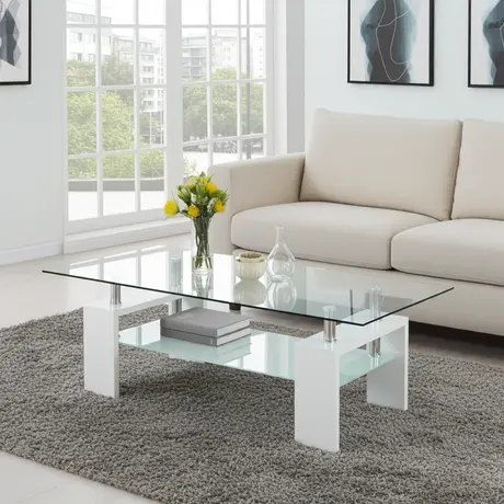 Buy Telford Coffee Table – High Gloss White, Colour: White, 5 from Furnituretta