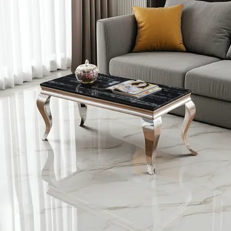 Buy Arriana Coffee Table – Marble Effect with Stainless Steel Base, 4 from Furnituretta
