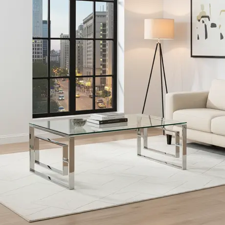 Buy Memphis Coffee Table – Silver Frame with Clear Glass, 5 from Furnituretta