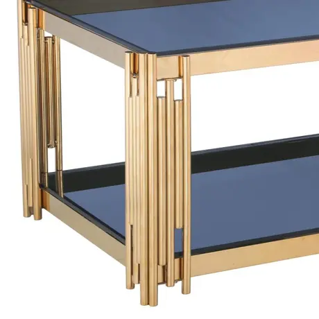 Buy Cleveland Coffee Table – Grey Glass with Gold Frame, Colour: Grey, Item Width: 100, 5 from Furnituretta