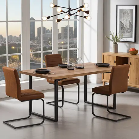 Buy Boston Dining Table – Oak Effect Top with Black Metal Legs from Furnituretta