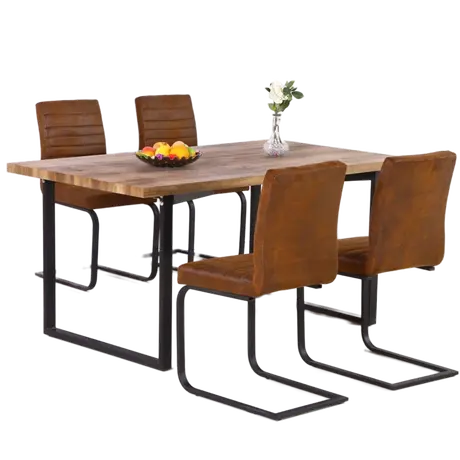 Buy Boston Dining Table – Oak Effect Top with Black Metal Legs, 2 from Furnituretta