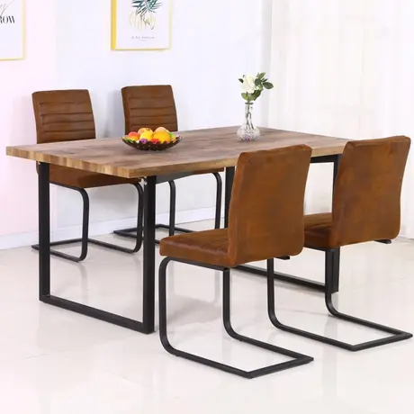 Buy Boston Dining Table – Oak Effect Top with Black Metal Legs, 3 from Furnituretta