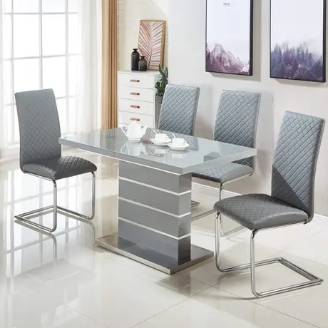Buy Dresden Extending Dining Table – Clear Glass with HG Grey & Steel Frame from Furnituretta