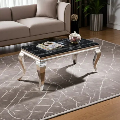 Buy Arriana Coffee Table – Marble Effect with Stainless Steel Base, 2 from Furnituretta
