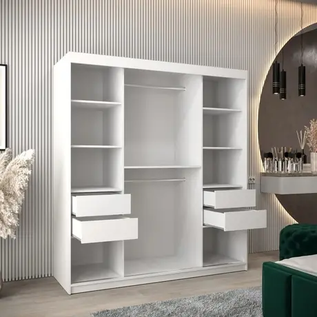 Buy Verona 02 Sliding Door Wardrobe White 180cm, Colour: White, Item Width: 180, 7 from Furnituretta