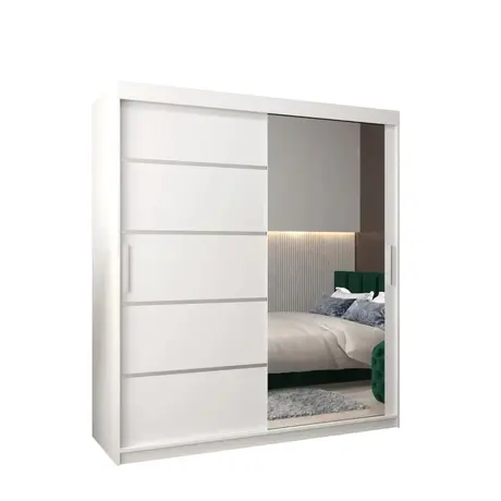 Buy Verona 02 Sliding Door Wardrobe White 180cm, Colour: White, Item Width: 180 from Furnituretta