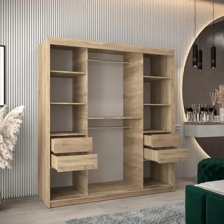 Buy Verona 02 Sliding Door Wardrobe Oak Sonoma 180cm, Colour: Oak Sonoma, Item Width: 180, 7 from Furnituretta
