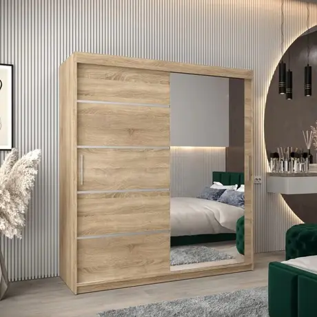 Buy Verona 02 Sliding Door Wardrobe Oak Sonoma 180cm, Colour: Oak Sonoma, Item Width: 180, 5 from Furnituretta