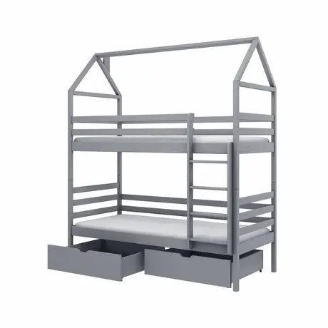 Buy Wooden Bunk Bed Alex with Storage Grey, Colour: Grey, Mattress Option: Foam/Bonnell Mattresses, 5 from Furnituretta