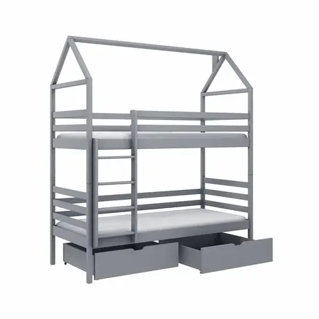 Buy Wooden Bunk Bed Alex with Storage Grey, Colour: Grey, Mattress Option: Foam Mattresses, 5 from Furnituretta