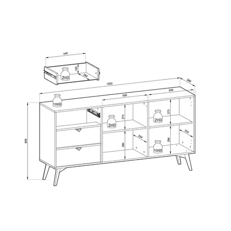 Buy Forest Large Sideboard Cabinet Beige 158cm, Colour: Beige, Item Width: 158, 9 from Furnituretta