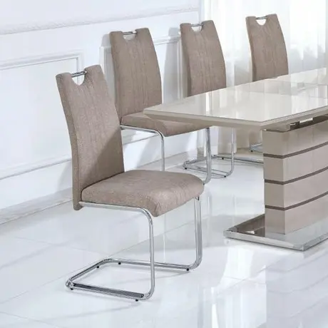 Buy Knightsbridge Fabric Chairs Chrome & Taupe (2s) from Furnituretta