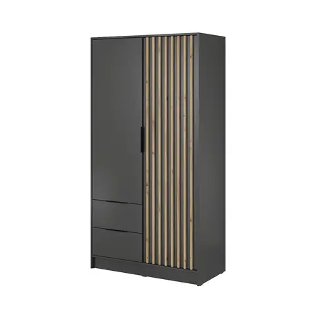 Buy Nelly Hinged Door Wardrobe Graphite 105cm, Colour: Graphite, Item Width: 105, 5 from Furnituretta