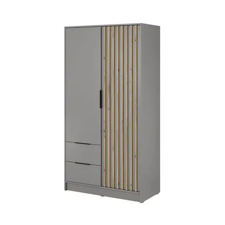 Buy Nelly Hinged Door Wardrobe Grey 105cm, Colour: Grey, Item Width: 105, 5 from Furnituretta