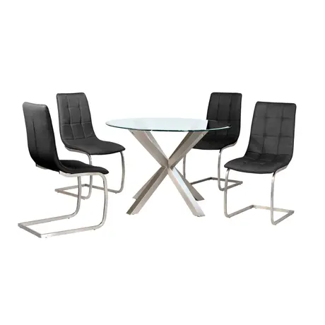 Buy Nelson Dining Table with Brushed Stainless Steel, 3 from Furnituretta