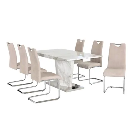 Buy Rosebank Marble Effect Dining Table with Stainless Steel Base, 2 from Furnituretta