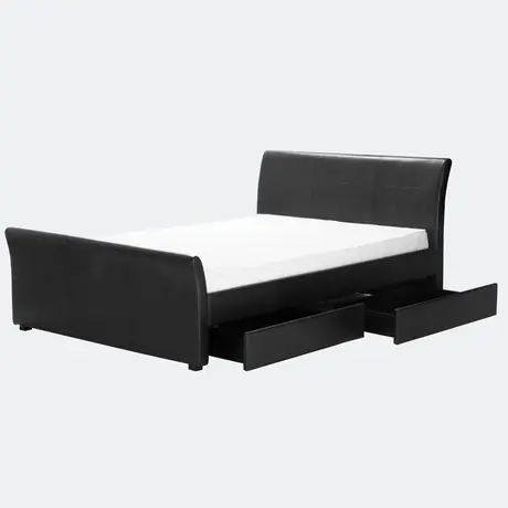 Buy Viva 4 Drawer PVC King Size Bed Black, Colour: Black, Size: King Size from Furnituretta