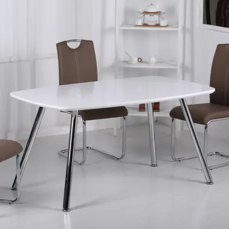 Buy Vera High Gloss Dining Table Light Grey & Chrome from Furnituretta