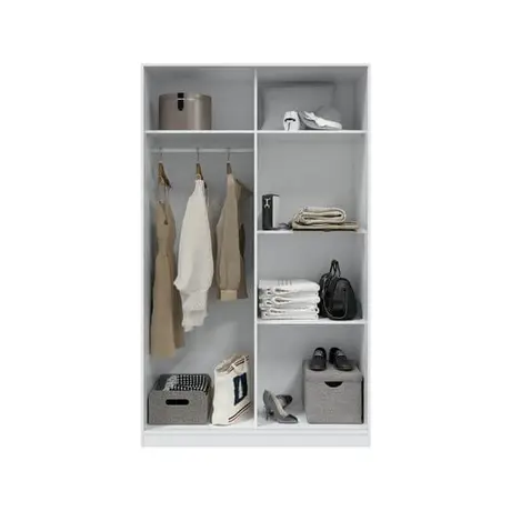 Buy Crawley Small Narrow Sliding 2 Door Wardrobe Artic White and White Oak Effect 120cm Wide, 2 from Furnituretta