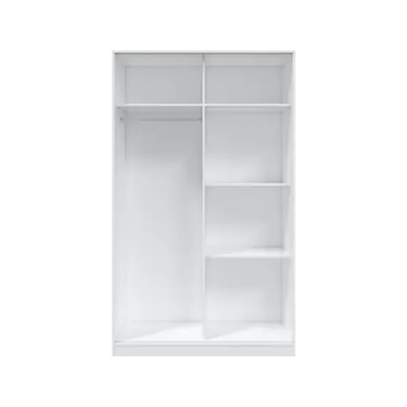 Buy Crawley Small Narrow Sliding 2 Door Wardrobe Artic White and White Oak Effect 120cm Wide, 4 from Furnituretta