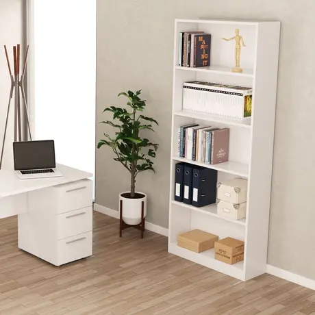 Buy Coleford Large Artic White Bookcase Bookshelf, 3 from Furnituretta