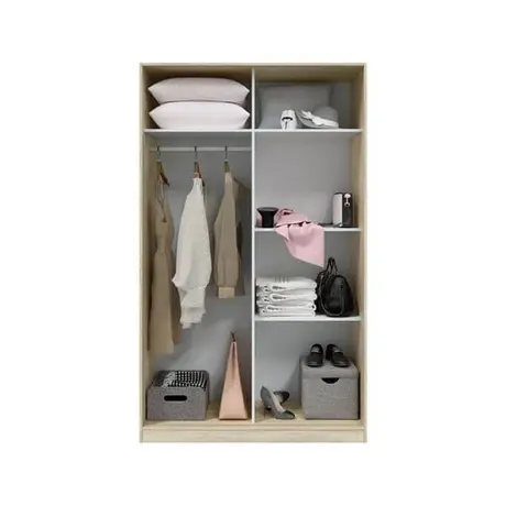Buy Dorking Small Narrow Sliding 2 Door Wardrobe Artic White and Oak Effect 120cm, 3 from Furnituretta