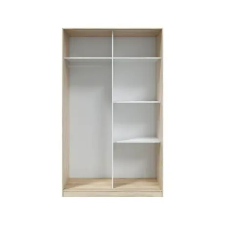 Buy Dorking Small Narrow Sliding 2 Door Wardrobe Artic White and Oak Effect 120cm, 4 from Furnituretta