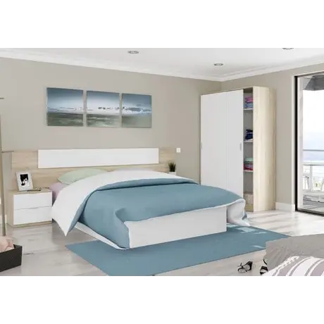 Buy Dorking Small Narrow Sliding 2 Door Wardrobe Artic White and Oak Effect 120cm, 5 from Furnituretta