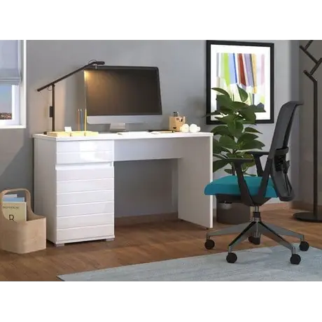 Buy Gretna Computer Desk with Drawers White Gloss, 5 from Furnituretta