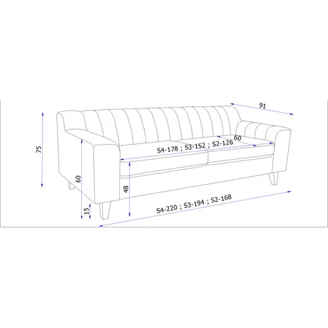 Buy Fluted 2-Seater Fabric Sofa, 6 from Furnituretta