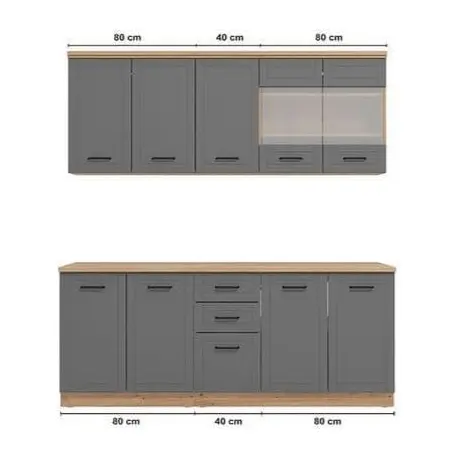 Buy Hove Kitchen Units 200cm Graphite Grey, 3 from Furnituretta