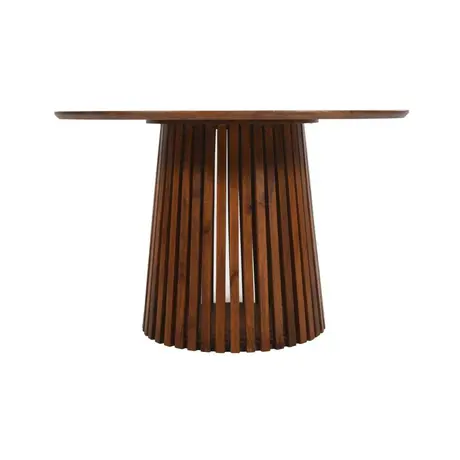 Buy Slatted Mango Wood Round Dining Table, 5 from Furnituretta
