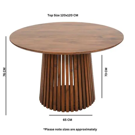 Buy Slatted Mango Wood Round Dining Table, 4 from Furnituretta