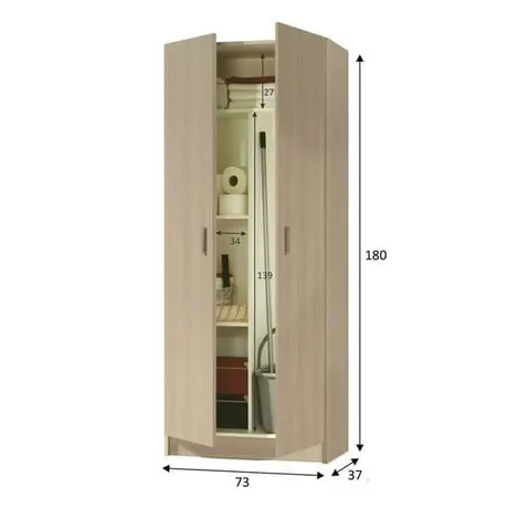Buy Multi Tall 2 Door Shoe Storage Utility Cupboard Oak Effect, Colour: Oak, 3 from Furnituretta