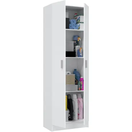 Buy Multi Tall 2 Door Shoe Storage Utility Cupboard White, Colour: White from Furnituretta