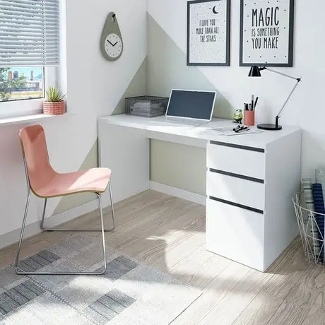 Buy Soham Office Computer Desk with Cupboard and Drawers Artic White from Furnituretta