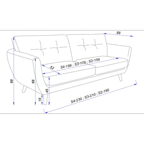 Buy Scandi 3 Seater Fabric Sofa, 6 from Furnituretta