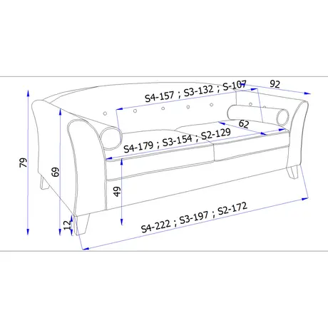 Buy Sicily 3 Seater Fabric Sofa, 2 from Furnituretta