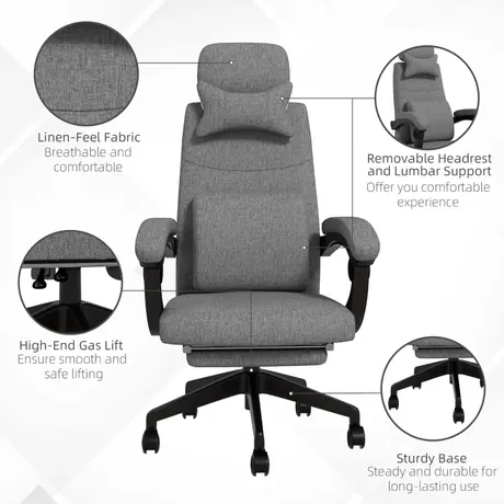 Buy Vinsetto Linen-Look Office Chair, with 160??° Reclining Back, 5 from Furnituretta