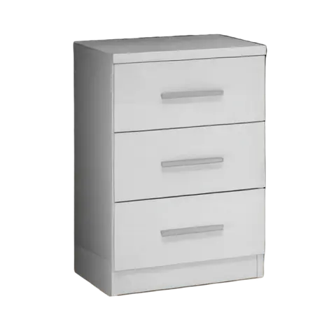 Buy Topline Bedside Table – 3 Drawers in High Gloss White, Colour: White, Item Width: 37, 3 from Furnituretta